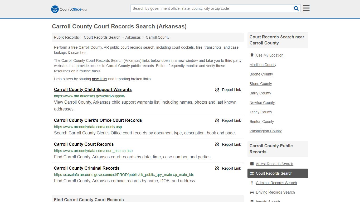 Carroll County Court Records Search (Arkansas) - County Office